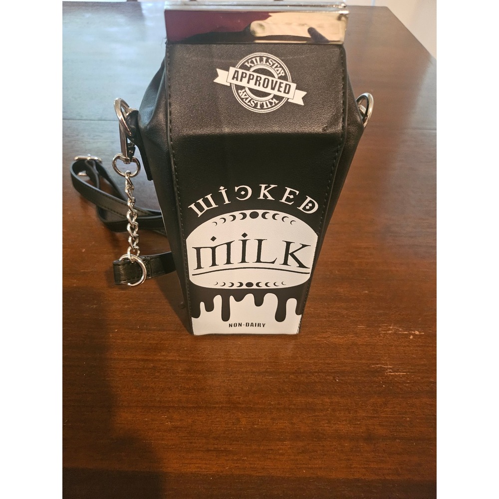 Killstar Wicked Milk Crossbody Bag Womens OS Black White Goth Milk Carton Purse